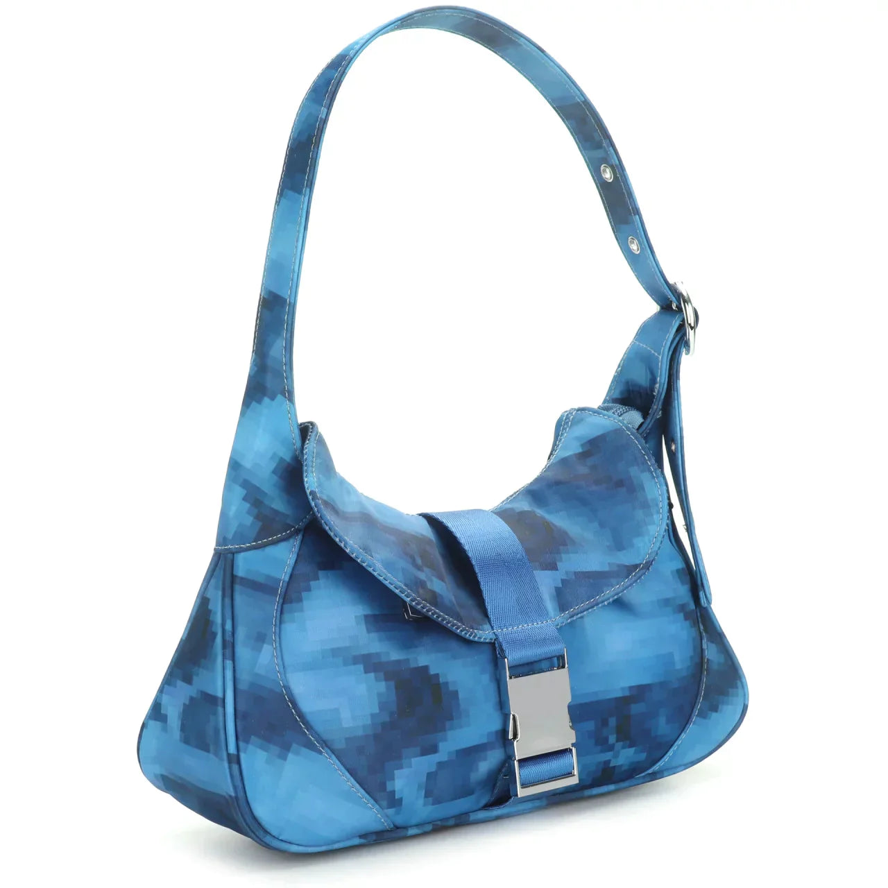 THE RECYCLED THEA SHOULDER BAG - PIXEL DESERT BLUE  - VIA SILFEN | Only €72 | NOW AVAILABLE TO SHOP at IAMINHATELOVE
