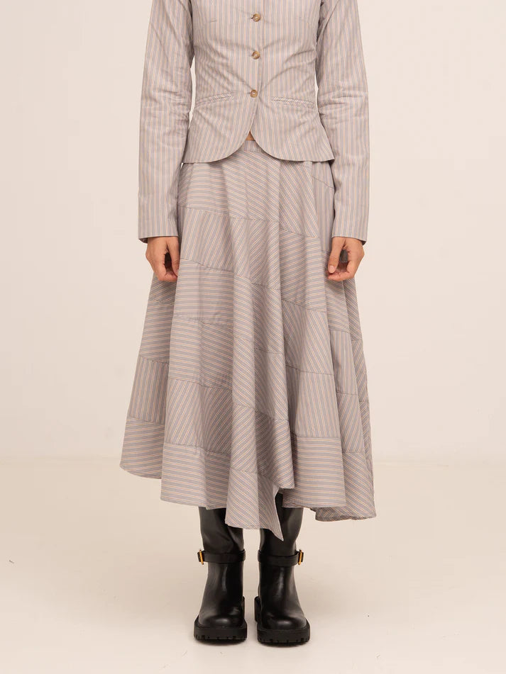 THE MIDNIGHT STRIPED GRAY FLARED SKIRT  - VIA CARMEN SAYS | Only €83 | NOW AVAILABLE TO SHOP at IAMINHATELOVE 