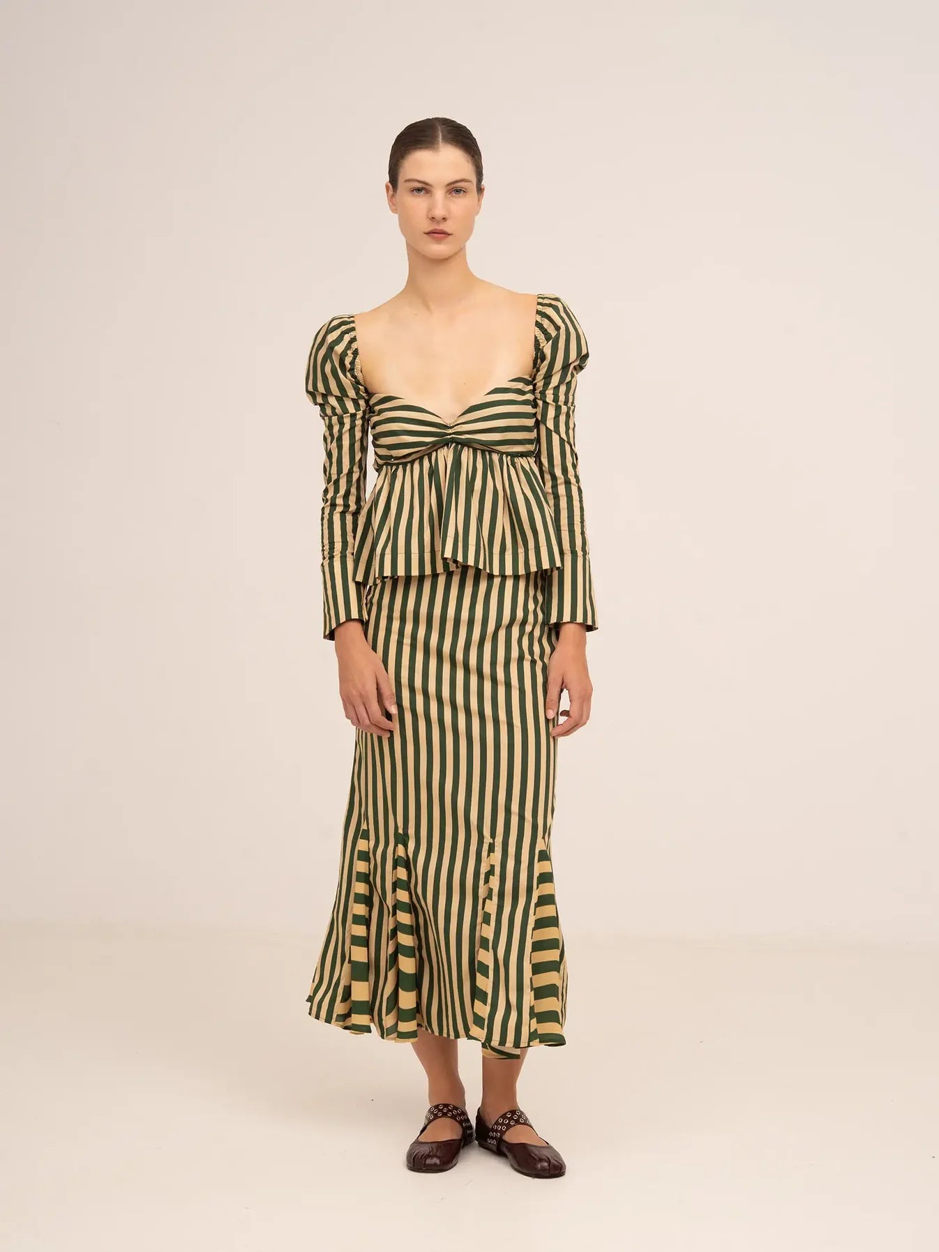 THE GARLAND MIDI GREEN STRIPED SKIRT  - VIA CARMEN SAYS | Only €83 | NOW AVAILABLE TO SHOP at IAMINHATELOVE 