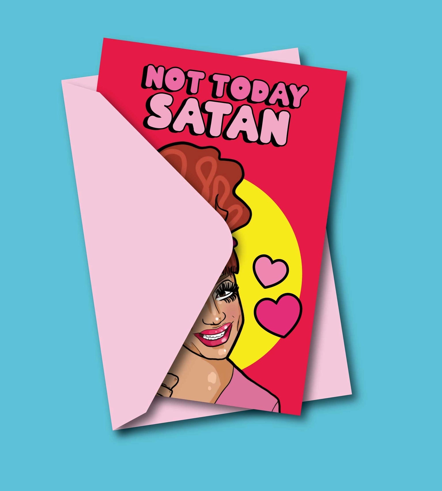 THE NOT TODAY, SATAN! GREETING CARD  - VIA IAMINHATELOVE | Only €4 | NOW AVAILABLE TO SHOP at IAMINHATELOVE 