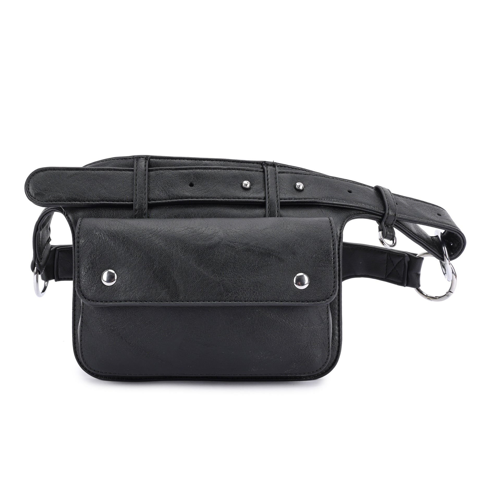 Silfen Studio Vegan Leather Waist Belt Bag with Pockets - Dark Brown IAMINHATELOVE — INDIE OWNED DESIGNER STORE main image 4