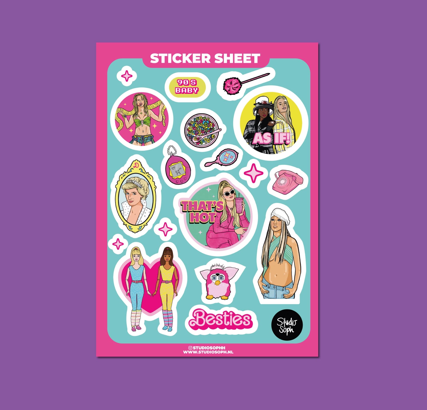 THE 90'S GIRLHOOD STICKER SHEET  - VIA IAMINHATELOVE | Only €6 | NOW AVAILABLE TO SHOP at IAMINHATELOVE 