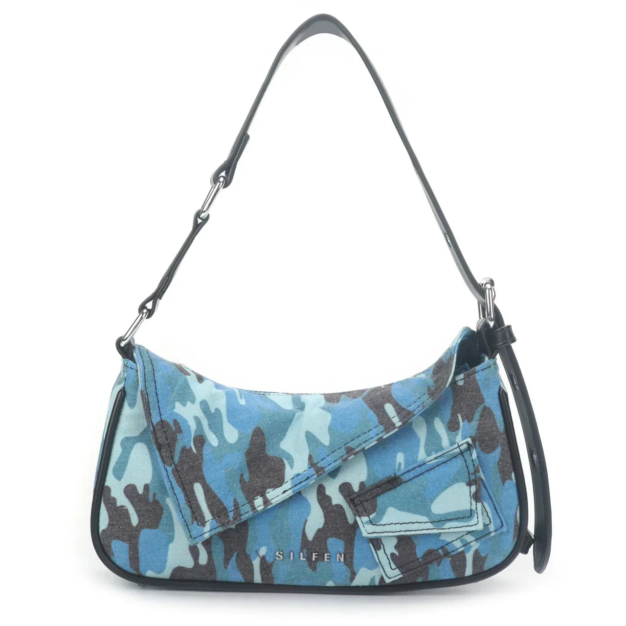 THE CLEO SHOULDER MINI BAG - CAMOUFLAGE BLUE  - VIA SILFEN | Only €63 | NOW AVAILABLE TO SHOP at IAMINHATELOVE