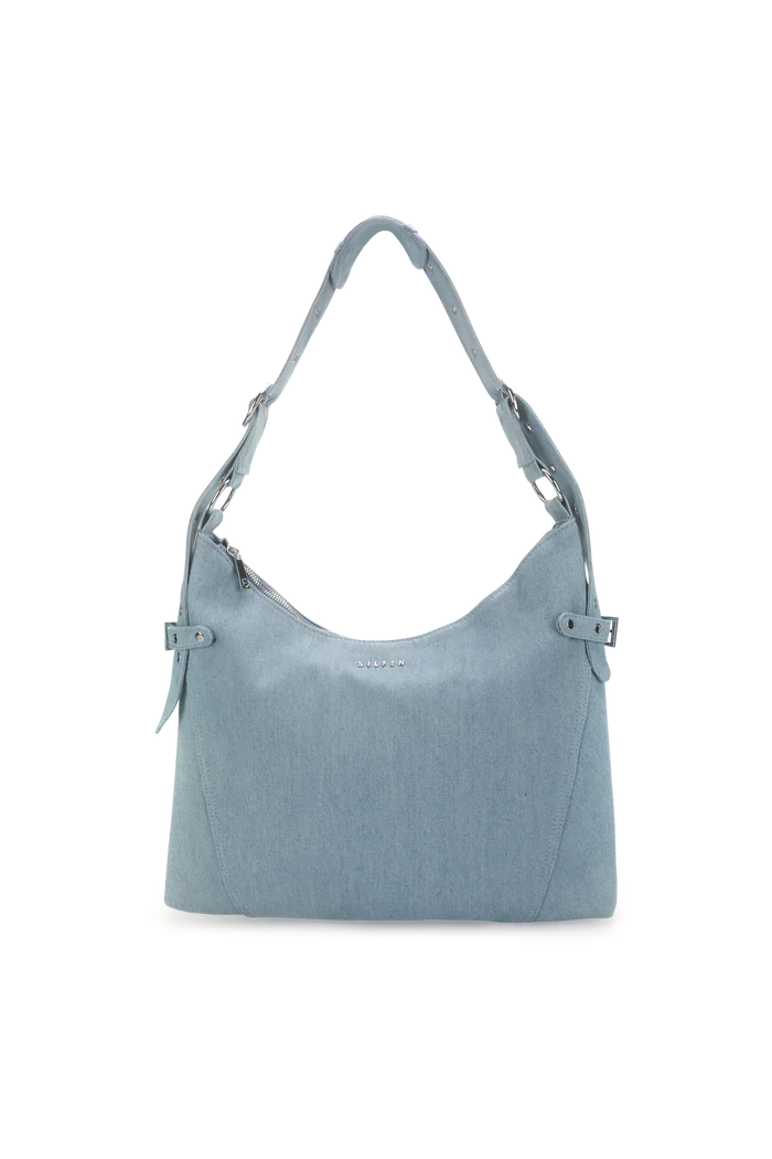 THE RECYCLED ELLIE CROSSBODY BAG - LIGHT DENIM - EXCLUSIVE Bags from SILFEN STUDIO - Just €79.99! SHOP NOW AT IAMINHATELOVE BOTH IN STORE FOR CYPRUS AND ONLINE WORLDWIDE @ IAMINHATELOVE.COM