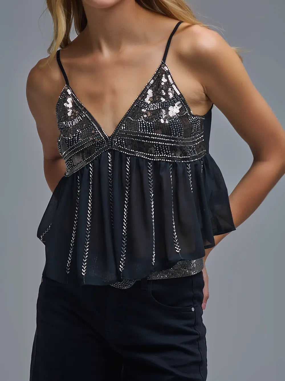 THE FESTIVAL READY EMBELLISHED CAMI TOP - BLACK  - VIA CURATED BY | Only €48 | NOW AVAILABLE TO SHOP at IAMINHATELOVE 