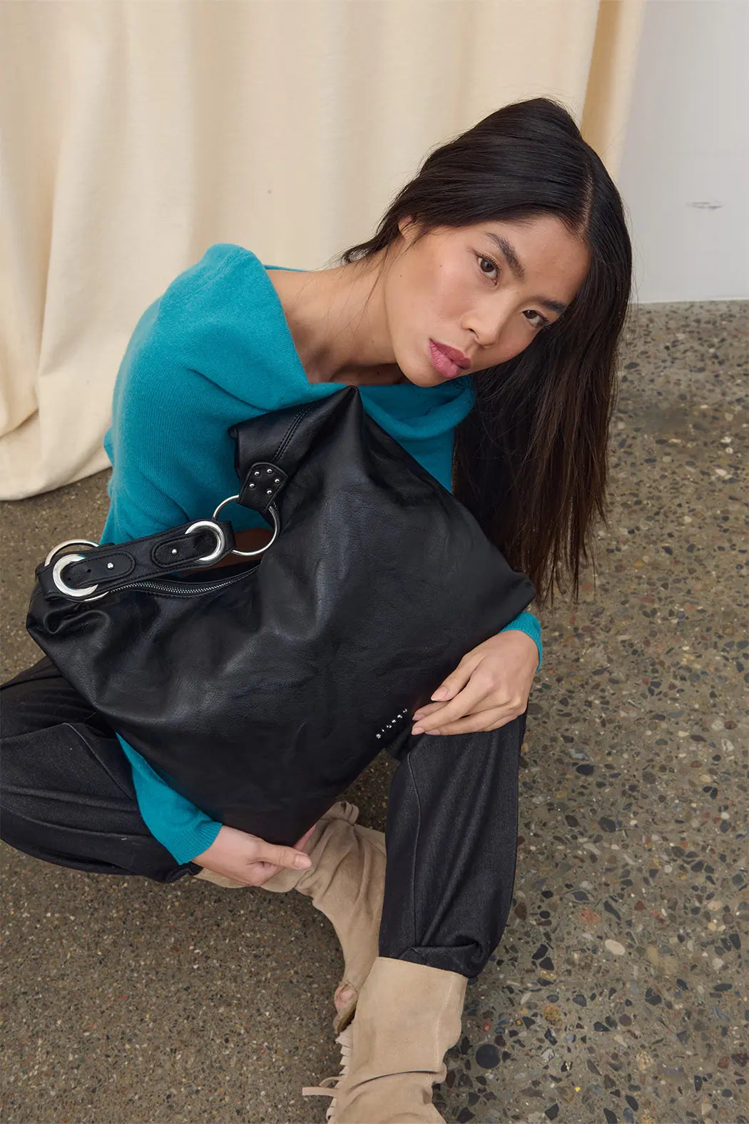STEVIE SHOULDER BAG - VEGAN LEATHER | BLACK  - VIA SILFEN STUDIO | Only €99 | NOW AVAILABLE TO SHOP at IAMINHATELOVE