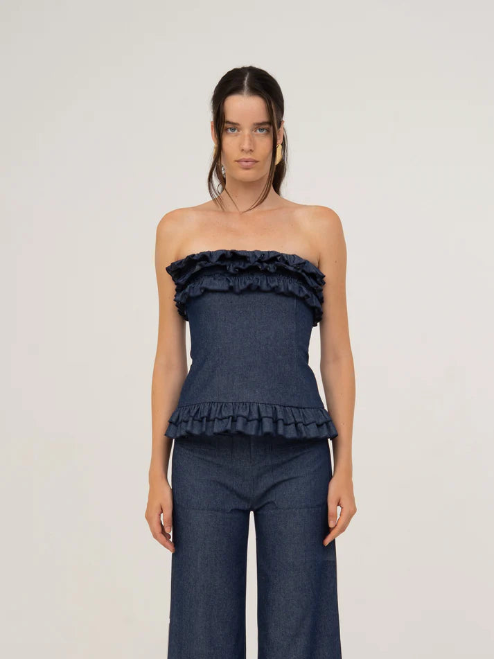 THE NOCTIS BLUE DENIM TOP  - VIA CARMEN SAYS | Only €78 | NOW AVAILABLE TO SHOP at IAMINHATELOVE 