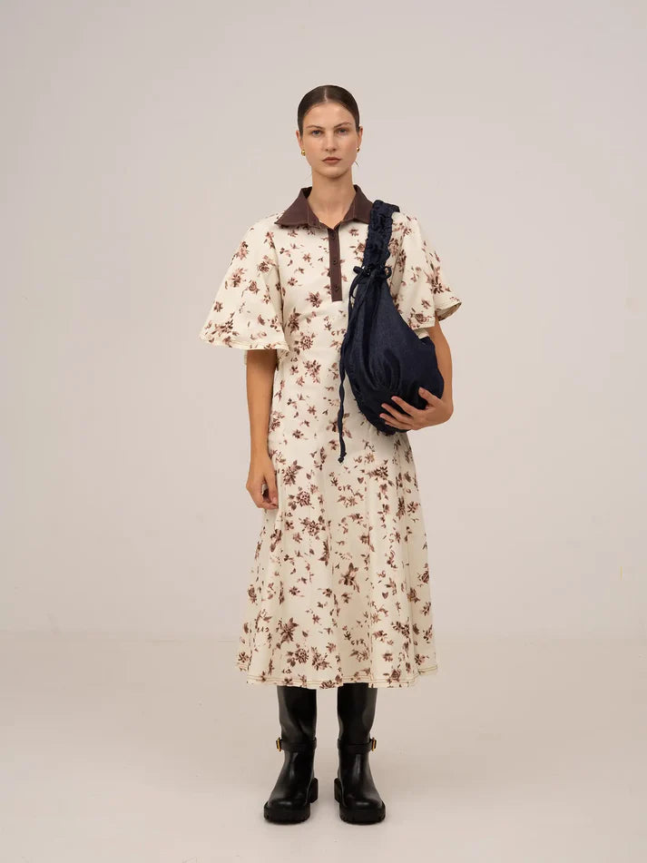 THE BROWN BLOOMS FLOWER PRINT MIDI DRESS  - VIA CARMEN SAYS | Only €94 | NOW AVAILABLE TO SHOP at IAMINHATELOVE 