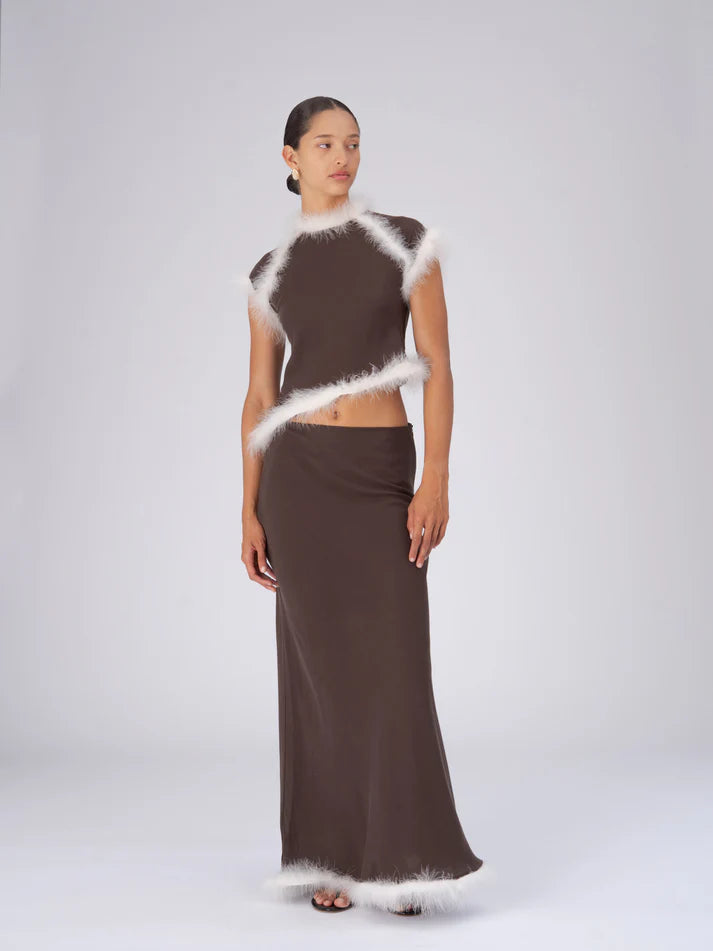 THE BROWN BALANCE FEATHER TOP  - VIA CARMEN SAYS | Only €78 | NOW AVAILABLE TO SHOP at IAMINHATELOVE 