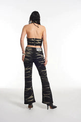 BURNOUT DENIM HALTERNECK TOP - EXCLUSIVE Tops from THE RAGGED PRIEST - Just $39.90! SHOP NOW AT IAMINHATELOVE BOTH IN STORE FOR CYPRUS AND ONLINE WORLDWIDE
