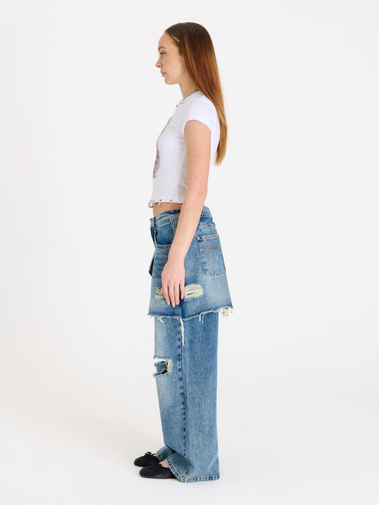 SHADOW RELEASE DENIM WITH SKIRT OVERLAY  - VIA THE RAGGED PRIEST | Only €87.20 | NOW AVAILABLE TO SHOP at IAMINHATELOVE