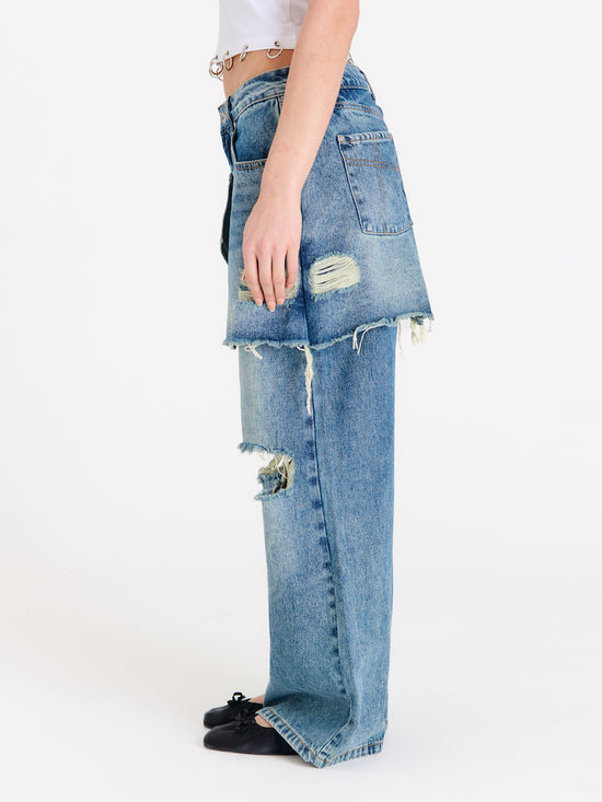 SHADOW RELEASE DENIM WITH SKIRT OVERLAY  - VIA THE RAGGED PRIEST | Only €87.20 | NOW AVAILABLE TO SHOP at IAMINHATELOVE
