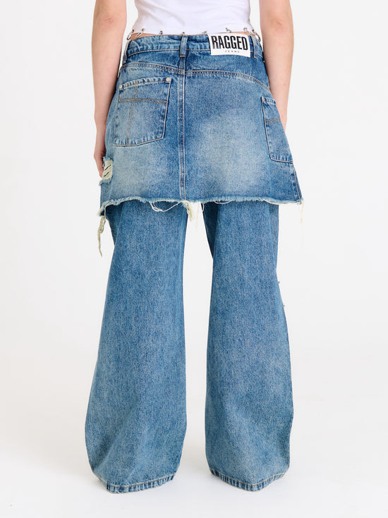 SHADOW RELEASE DENIM WITH SKIRT OVERLAY  - VIA THE RAGGED PRIEST | Only €87.20 | NOW AVAILABLE TO SHOP at IAMINHATELOVE