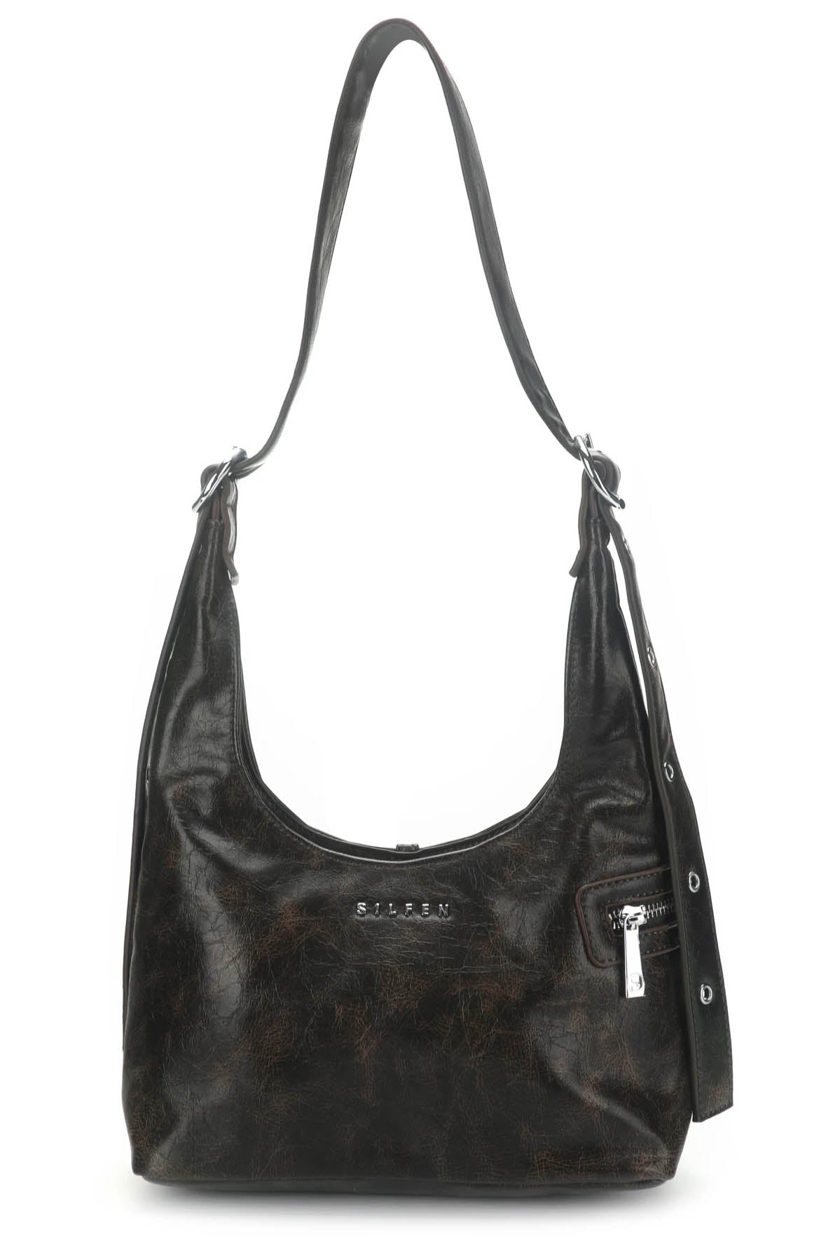 THE LOTTA SHOULDER BAG IN VEGAN LEATHER / CRACKED BROWN  - VIA SILFEN | Only €79.99 | NOW AVAILABLE TO SHOP at IAMINHATELOVE