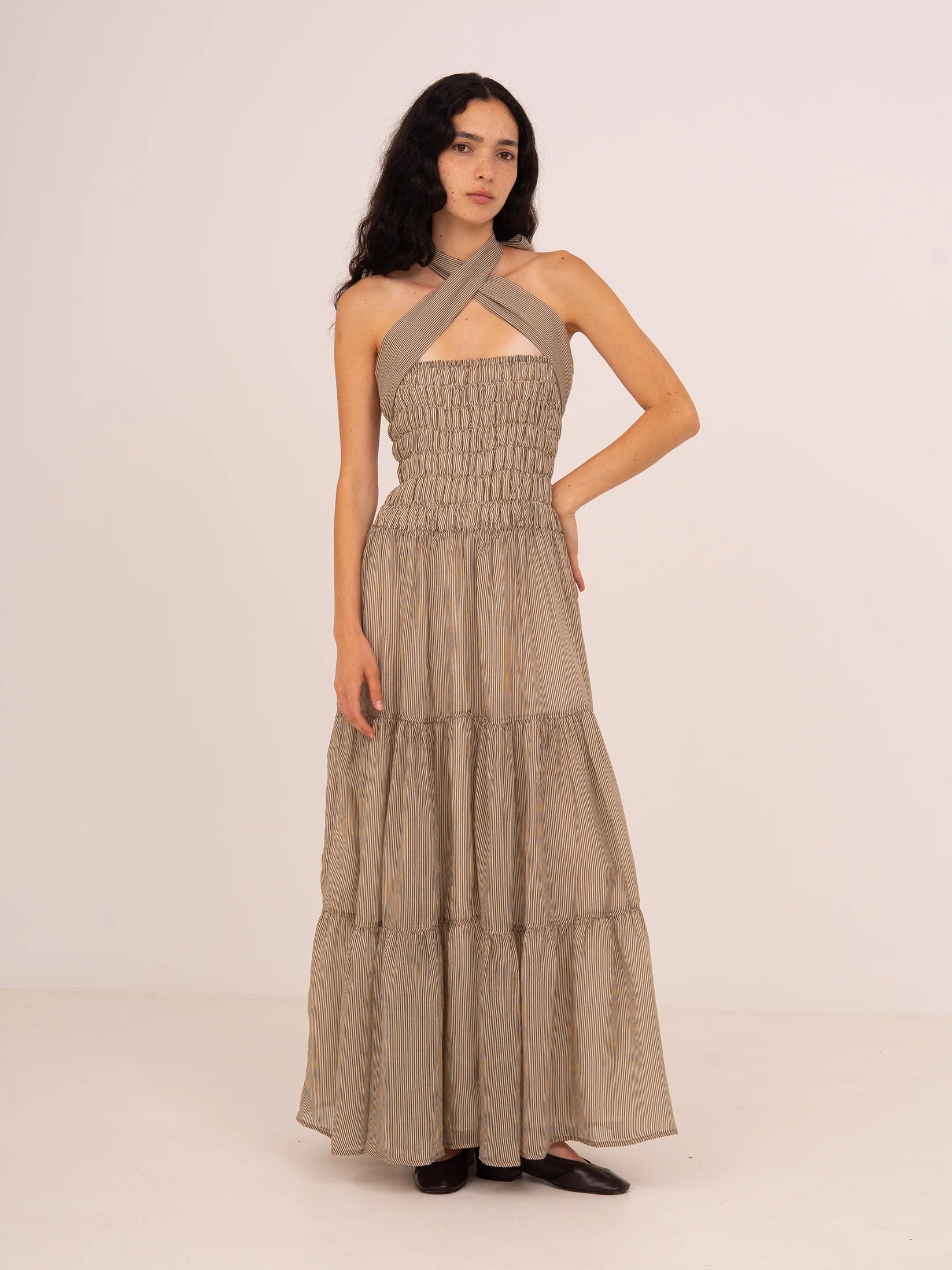 THE STRIPED GRACE BROWN MAXI DRESS  - VIA CARMEN SAYS | Only €108 | NOW AVAILABLE TO SHOP at IAMINHATELOVE 