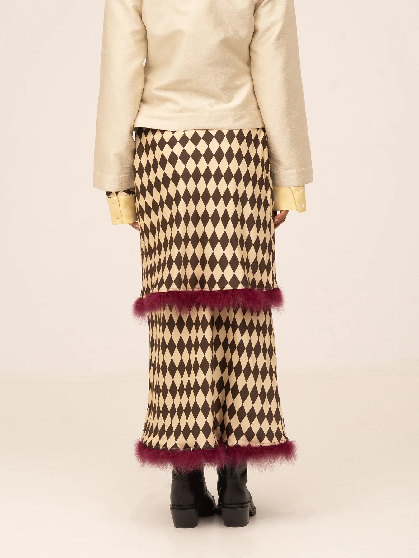 THE NOËL DIAMOND PRINT BROWN FEATHER SKIRT  - VIA CARMEN SAYS | Only €88 | NOW AVAILABLE TO SHOP at IAMINHATELOVE 