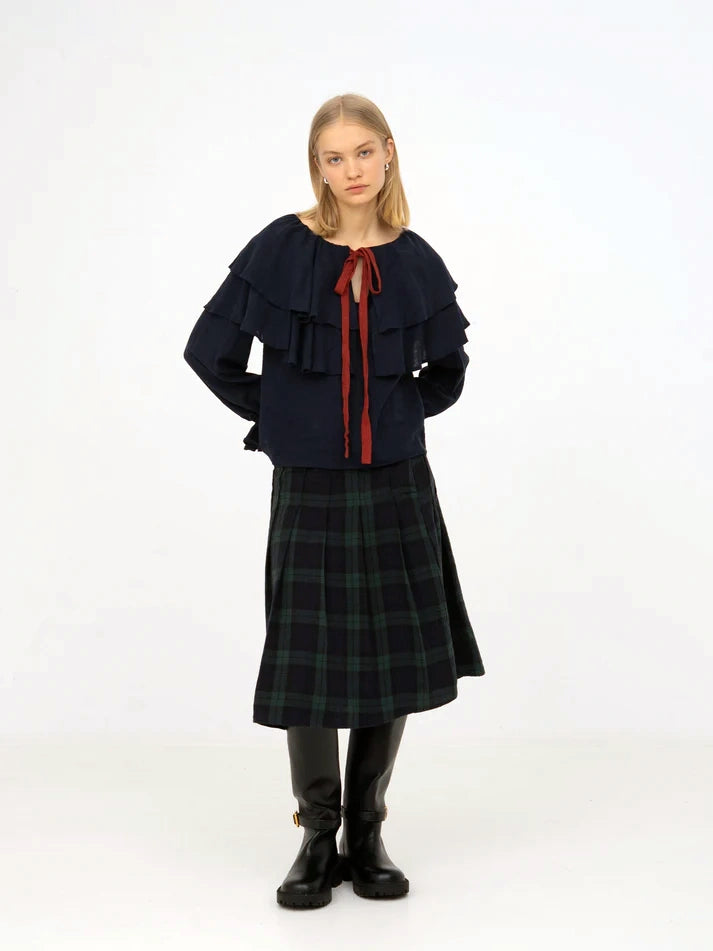 THE EVERMORE PLAID BLUE AND RED PLEATED SKIRT  - VIA CARMEN SAYS | Only €86 | NOW AVAILABLE TO SHOP at IAMINHATELOVE 