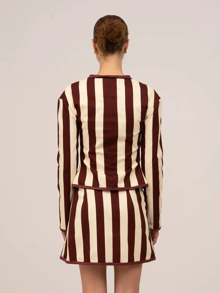THE WHISTLE BURGUNDY STRIPED JACKET  - VIA CARMEN SAYS | Only €83 | NOW AVAILABLE TO SHOP at IAMINHATELOVE 