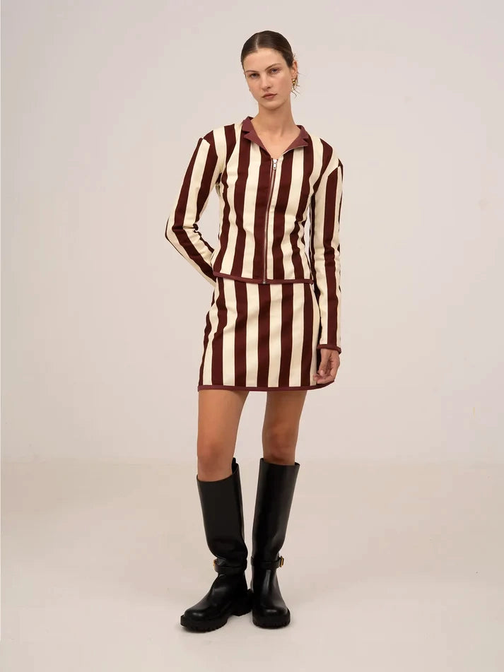 THE WHISTLE BURGUNDY STRIPED JACKET  - VIA CARMEN SAYS | Only €83 | NOW AVAILABLE TO SHOP at IAMINHATELOVE 