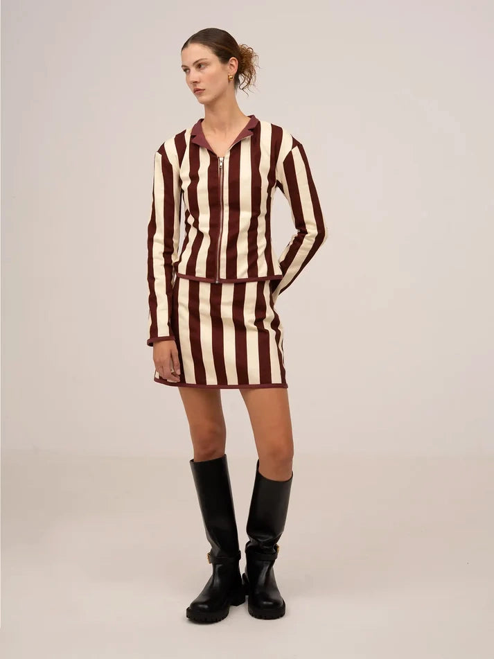 THE WHISTLE BURGUNDY STRIPED JACKET  - VIA CARMEN SAYS | Only €83 | NOW AVAILABLE TO SHOP at IAMINHATELOVE 