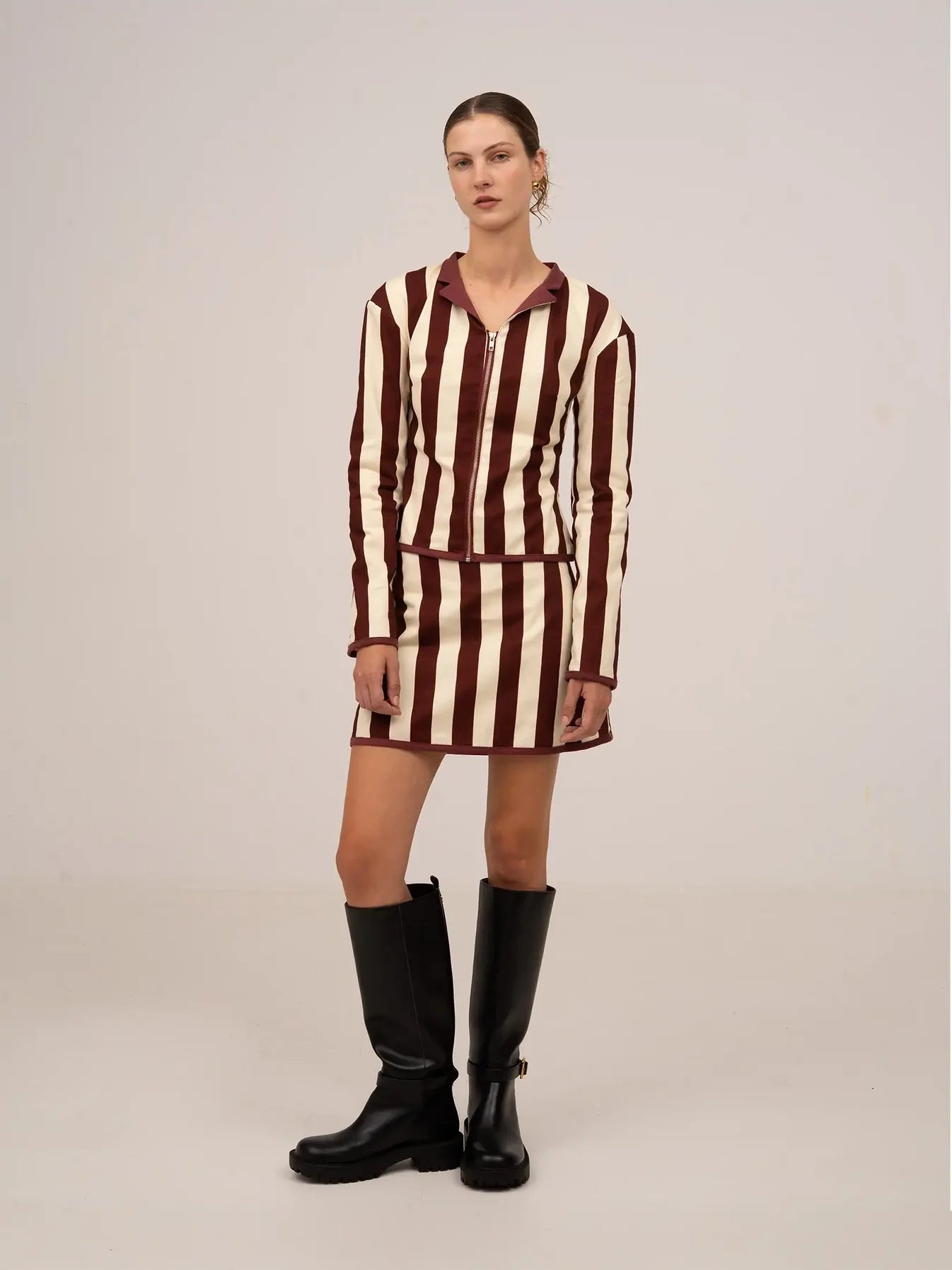 THE WHISTLE BURGUNDY STRIPED JACKET  - VIA CARMEN SAYS | Only €83 | NOW AVAILABLE TO SHOP at IAMINHATELOVE 