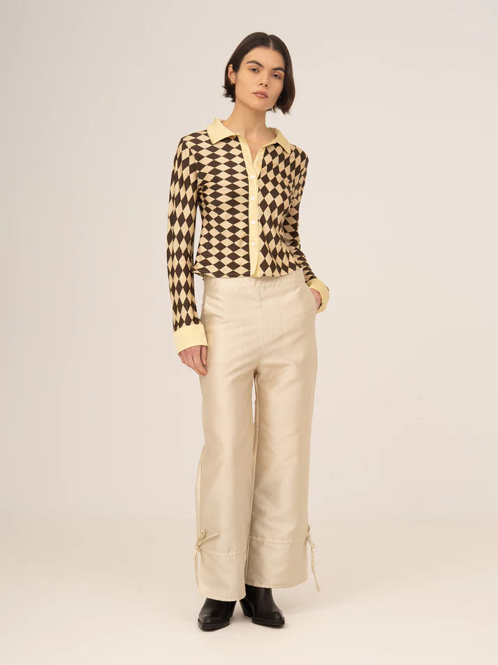 THE NOËL DIAMOND PRINT BROWN TOP  - VIA CARMEN SAYS | Only €73 | NOW AVAILABLE TO SHOP at IAMINHATELOVE 