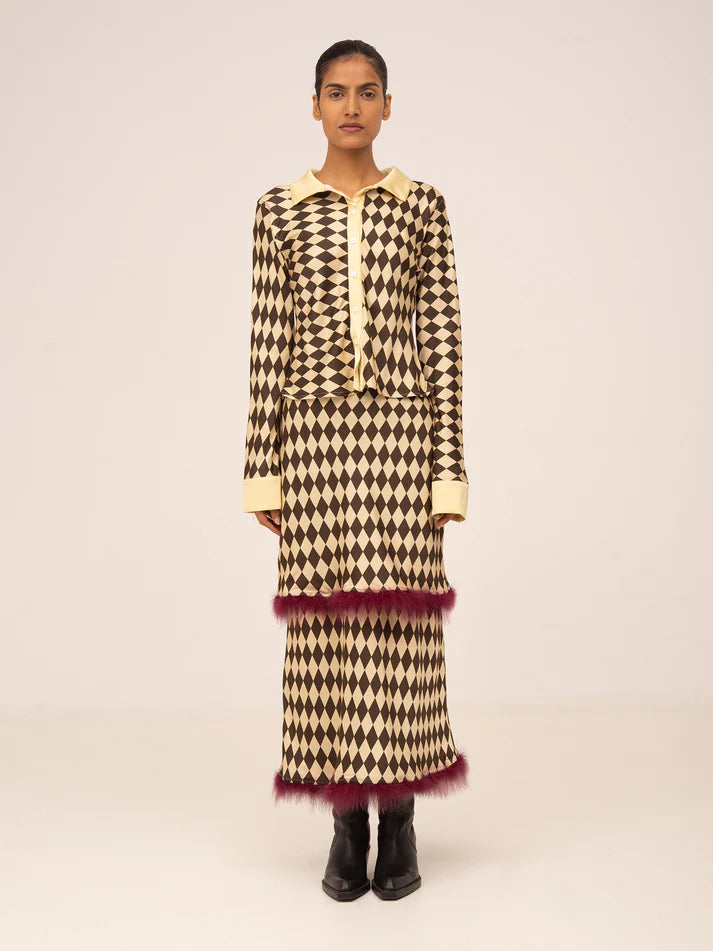 THE NOËL DIAMOND PRINT BROWN TOP  - VIA CARMEN SAYS | Only €73 | NOW AVAILABLE TO SHOP at IAMINHATELOVE 