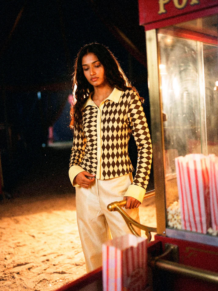 THE NOËL DIAMOND PRINT BROWN TOP  - VIA CARMEN SAYS | Only €73 | NOW AVAILABLE TO SHOP at IAMINHATELOVE 