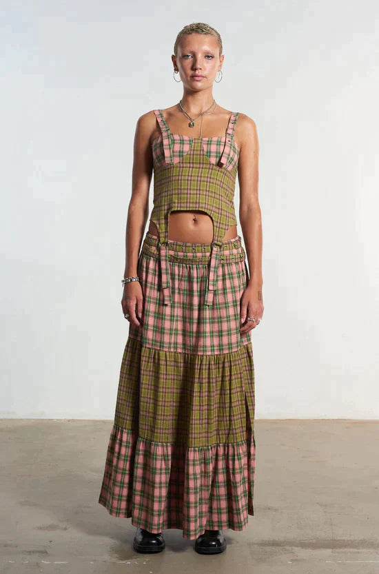 MIX CHECK MAXI SKIRT W/ OPEN SLIT  - VIA THE RAGGED PRIEST | Only €69 | NOW AVAILABLE TO SHOP at IAMINHATELOVE