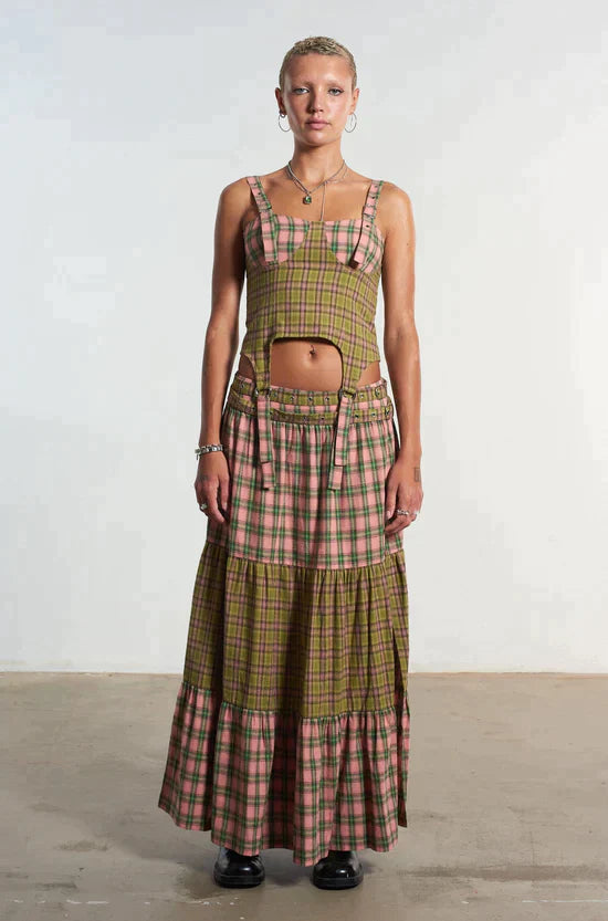 MIX CHECK MAXI SKIRT W/ OPEN SLIT - EXCLUSIVE Skirts from THE RAGGED PRIEST - Just $92! SHOP NOW AT IAMINHATELOVE BOTH IN STORE FOR CYPRUS AND ONLINE WORLDWIDE