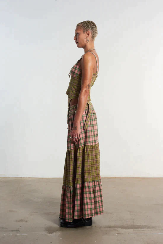 MIX CHECK MAXI SKIRT W/ OPEN SLIT  - VIA THE RAGGED PRIEST | Only €69 | NOW AVAILABLE TO SHOP at IAMINHATELOVE