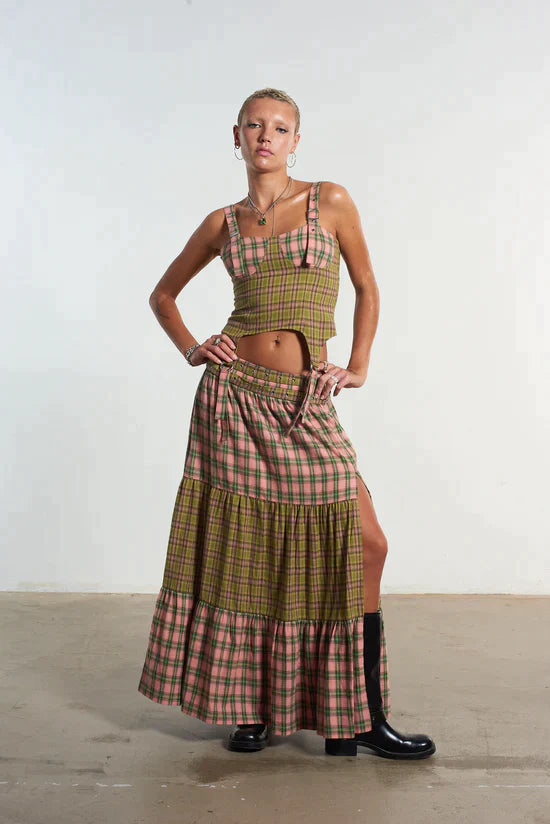 MIX CHECK MAXI SKIRT W/ OPEN SLIT  - VIA THE RAGGED PRIEST | Only €69 | NOW AVAILABLE TO SHOP at IAMINHATELOVE