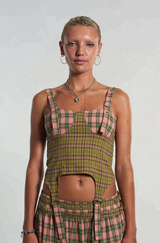 MIX CHECK CORSET TOP - EXCLUSIVE Tops from THE RAGGED PRIEST - Just $66! SHOP NOW AT IAMINHATELOVE BOTH IN STORE FOR CYPRUS AND ONLINE WORLDWIDE