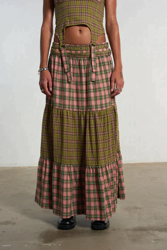 MIX CHECK MAXI SKIRT W/ OPEN SLIT  - VIA THE RAGGED PRIEST | Only €69 | NOW AVAILABLE TO SHOP at IAMINHATELOVE