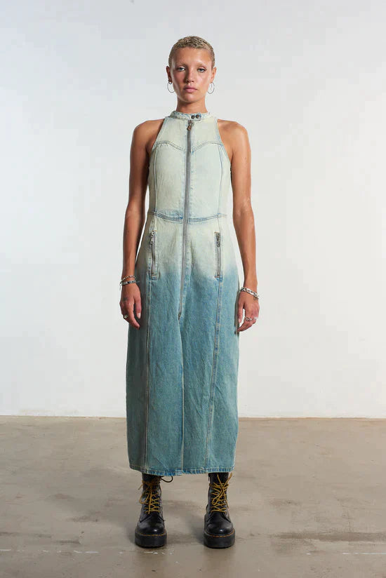 MOTOR DIRTY WASH DENIM MAXI DRESS - EXCLUSIVE Dresses from THE RAGGED PRIEST - Just $96! SHOP NOW AT IAMINHATELOVE BOTH IN STORE FOR CYPRUS AND ONLINE WORLDWIDE