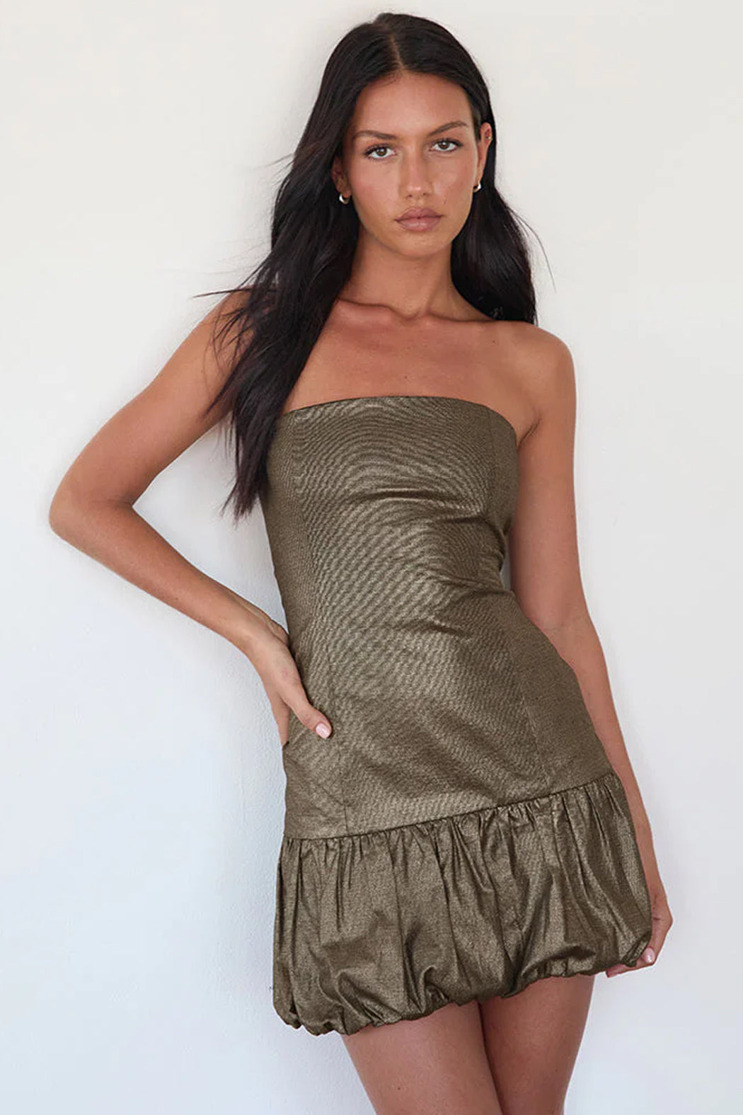DENAYA MINI PUFFBALL DRESS - METALLIC GOLD  - VIA MOTEL ROCKS | Only €74 | NOW AVAILABLE TO SHOP at IAMINHATELOVE