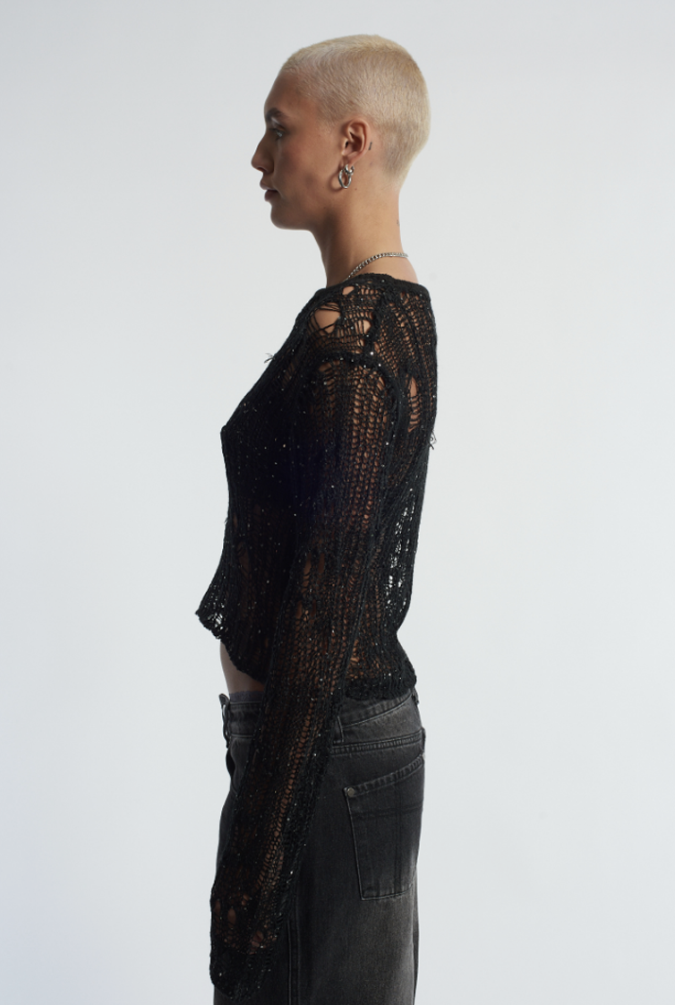 SIREN SEQUIN DISTRESSED SHEER KNIT - EXCLUSIVE Tops from THE RAGGED PRIEST - Just €69! SHOP NOW AT IAMINHATELOVE BOTH IN STORE FOR CYPRUS AND ONLINE WORLDWIDE @ IAMINHATELOVE.COM