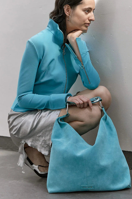 STEVIE SHOULDER BAG - GENUINE SUEDE LEATHER IN TURQUOISE  - VIA SILFEN STUDIO | Only €149 | NOW AVAILABLE TO SHOP at IAMINHATELOVE 
