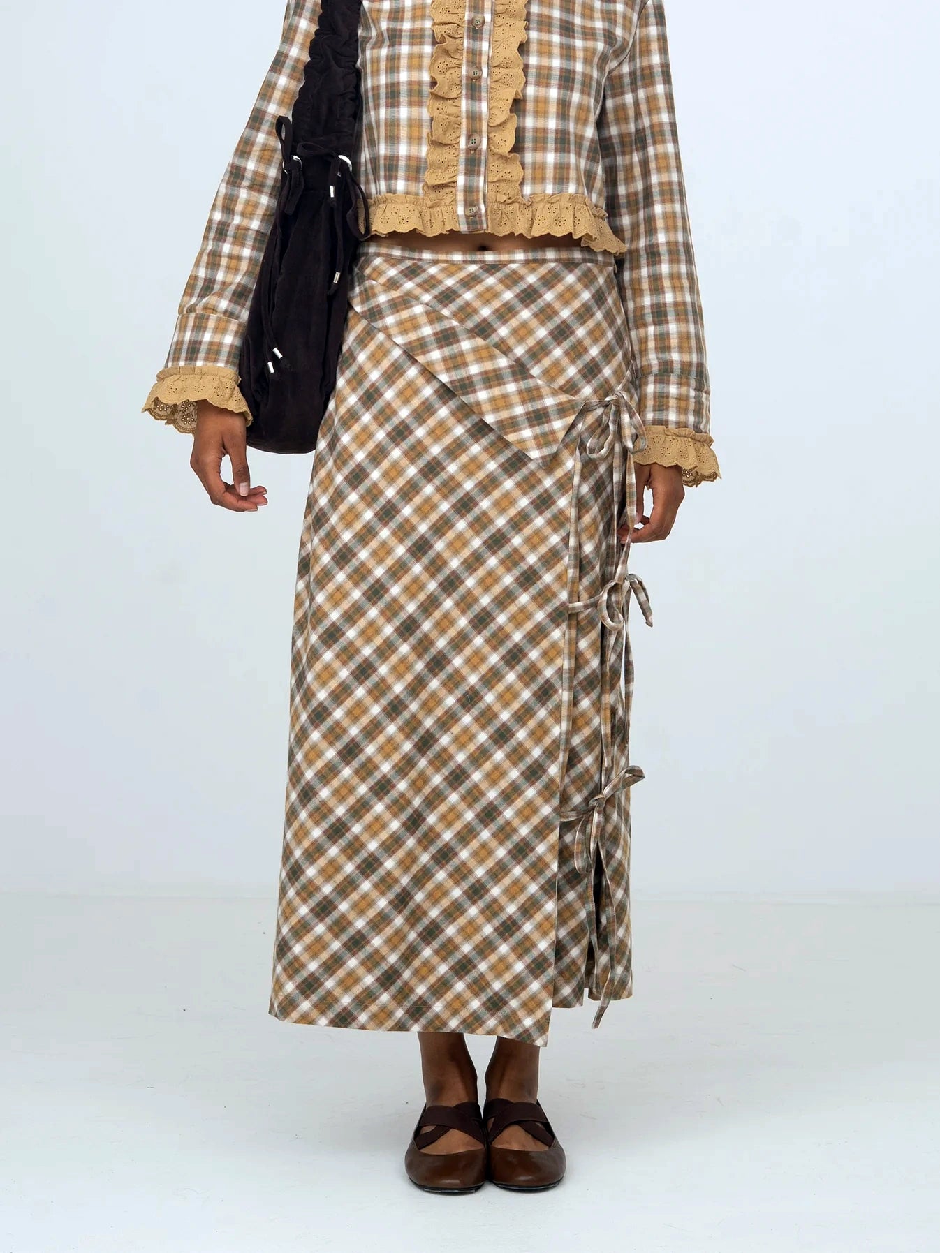 THE WILLOW BROWN PLAID MIDI WRAP SKIRT  - VIA CARMEN SAYS | Only €86 | NOW AVAILABLE TO SHOP at IAMINHATELOVE 