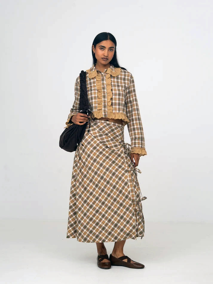 THE WILLOW BROWN PLAID MIDI WRAP SKIRT  - VIA CARMEN SAYS | Only €86 | NOW AVAILABLE TO SHOP at IAMINHATELOVE 