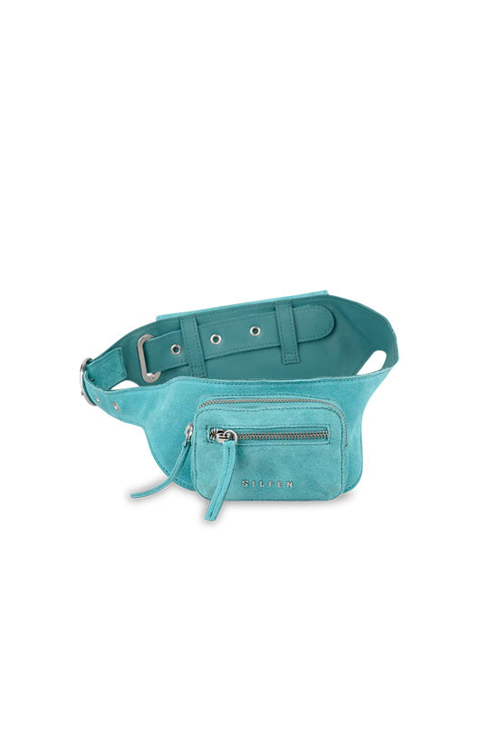 THE ELIZA FESTIVAL BELT IN GENUINE SUEDE LEATHER - TURQUOISE  - VIA SILFEN | Only €99 | NOW AVAILABLE TO SHOP at IAMINHATELOVE 
