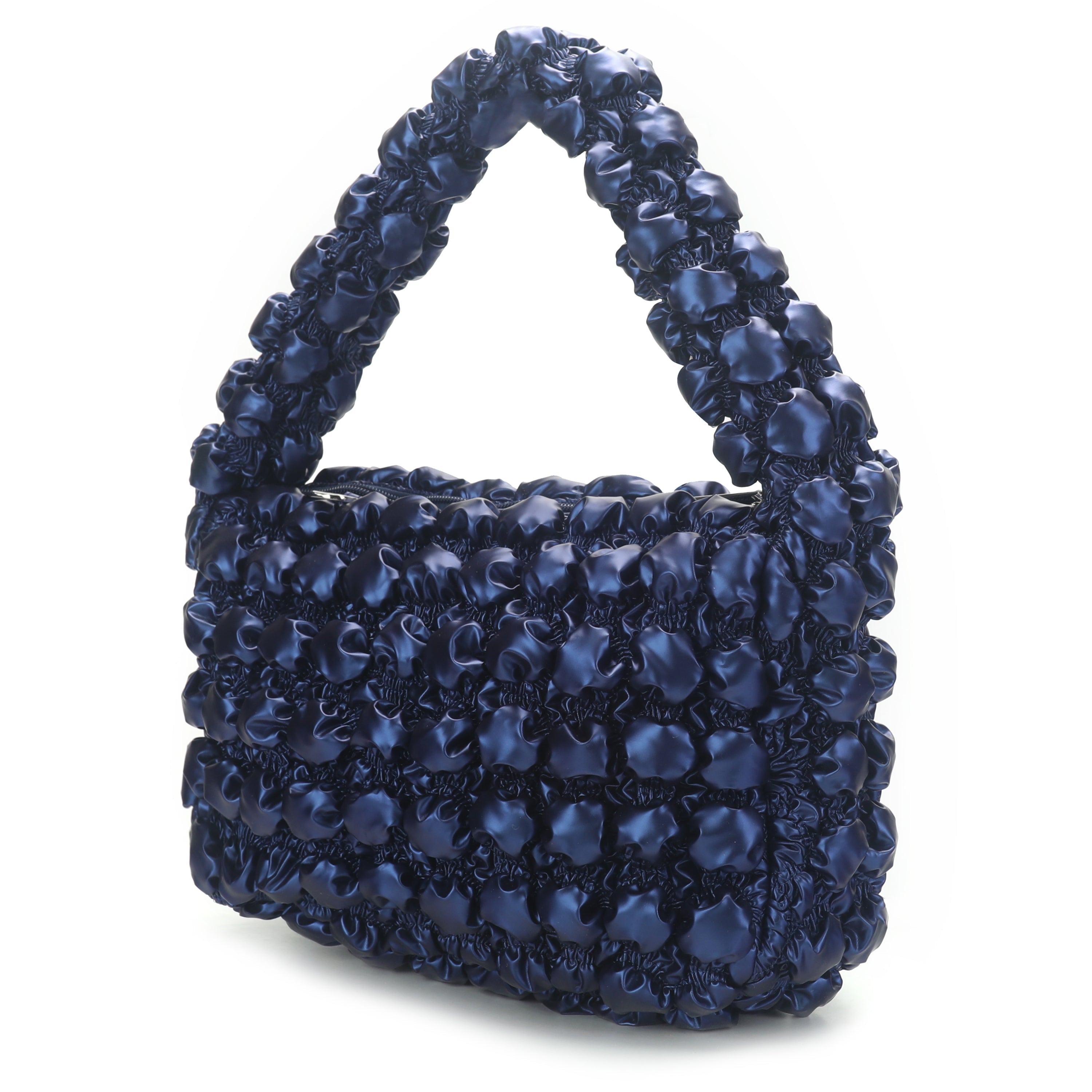 THE RECYCLED LEILA QUILTED SHOULDER BAG - METALLIC BLUE  - VIA SILFEN | Only €72 | NOW AVAILABLE TO SHOP at IAMINHATELOVE