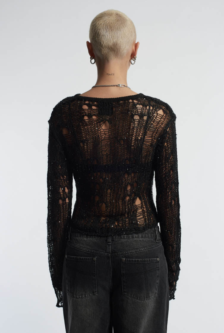 SIREN SEQUIN DISTRESSED SHEER KNIT  - VIA THE RAGGED PRIEST | Only €55 | NOW AVAILABLE TO SHOP at IAMINHATELOVE