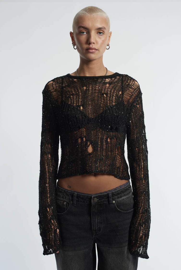SIREN SEQUIN DISTRESSED SHEER KNIT  - VIA THE RAGGED PRIEST | Only €55 | NOW AVAILABLE TO SHOP at IAMINHATELOVE