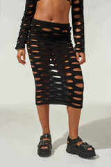 NIGHTFALL OPEN KNIT MIDI SKIRT - EXCLUSIVE Skirts from THE RAGGED PRIEST - Just $49.00! SHOP NOW AT IAMINHATELOVE BOTH IN STORE FOR CYPRUS AND ONLINE WORLDWIDE