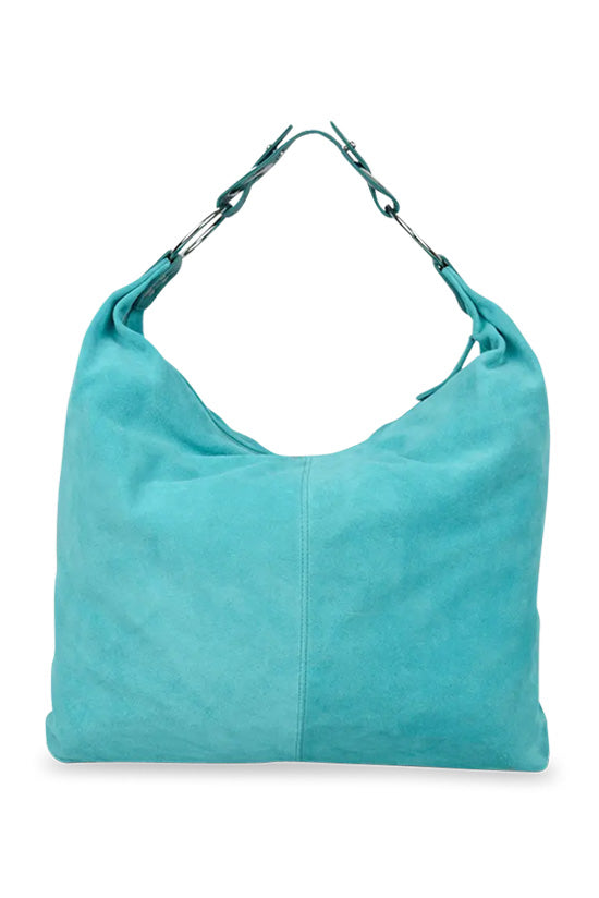 STEVIE SHOULDER BAG - GENUINE SUEDE LEATHER IN TURQUOISE  - VIA SILFEN STUDIO | Only €149 | NOW AVAILABLE TO SHOP at IAMINHATELOVE 