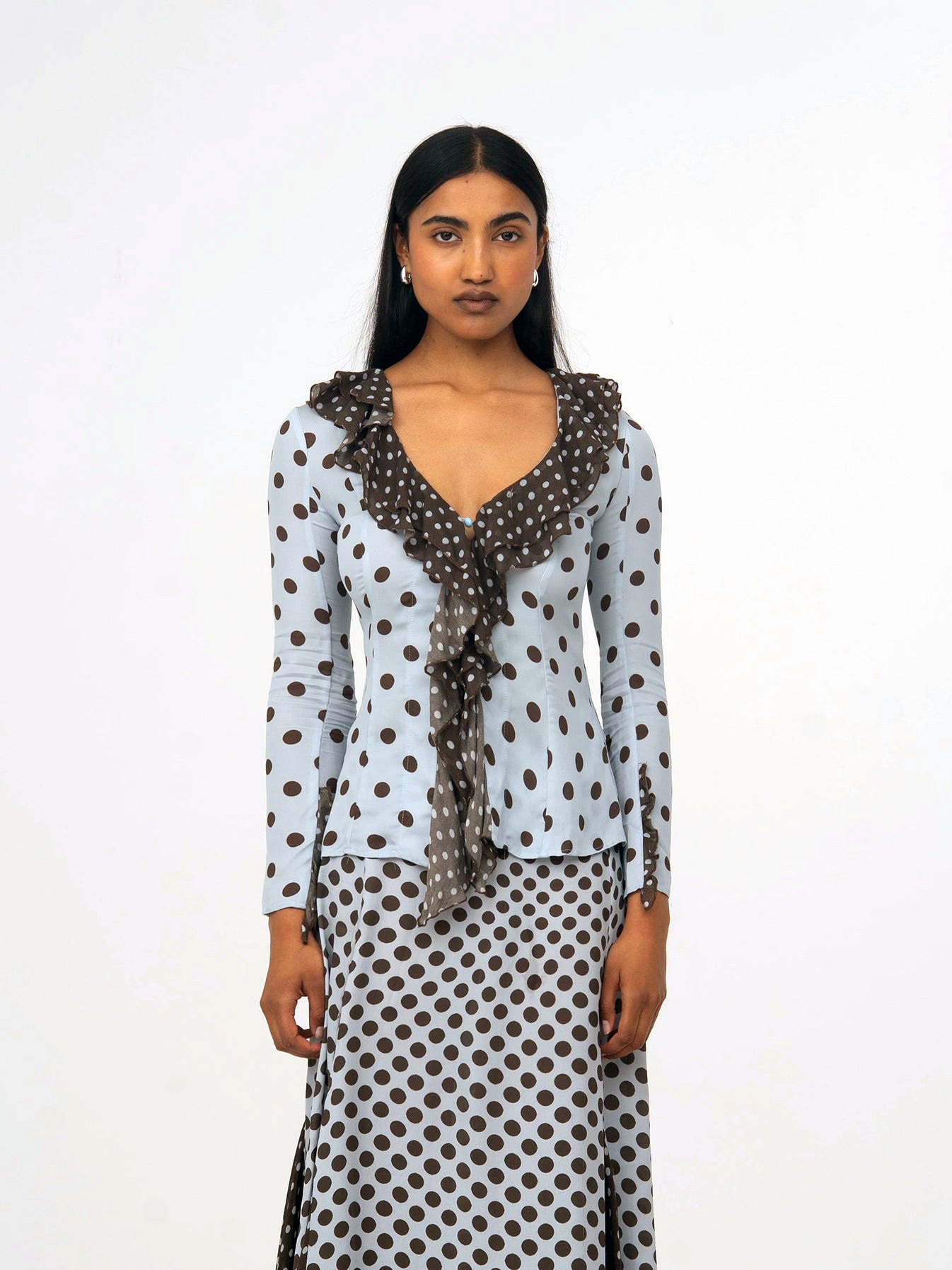 THE BLUE X BROWN POLKA DOT BLOUSE  - VIA CARMEN SAYS | Only €73 | NOW AVAILABLE TO SHOP at IAMINHATELOVE 