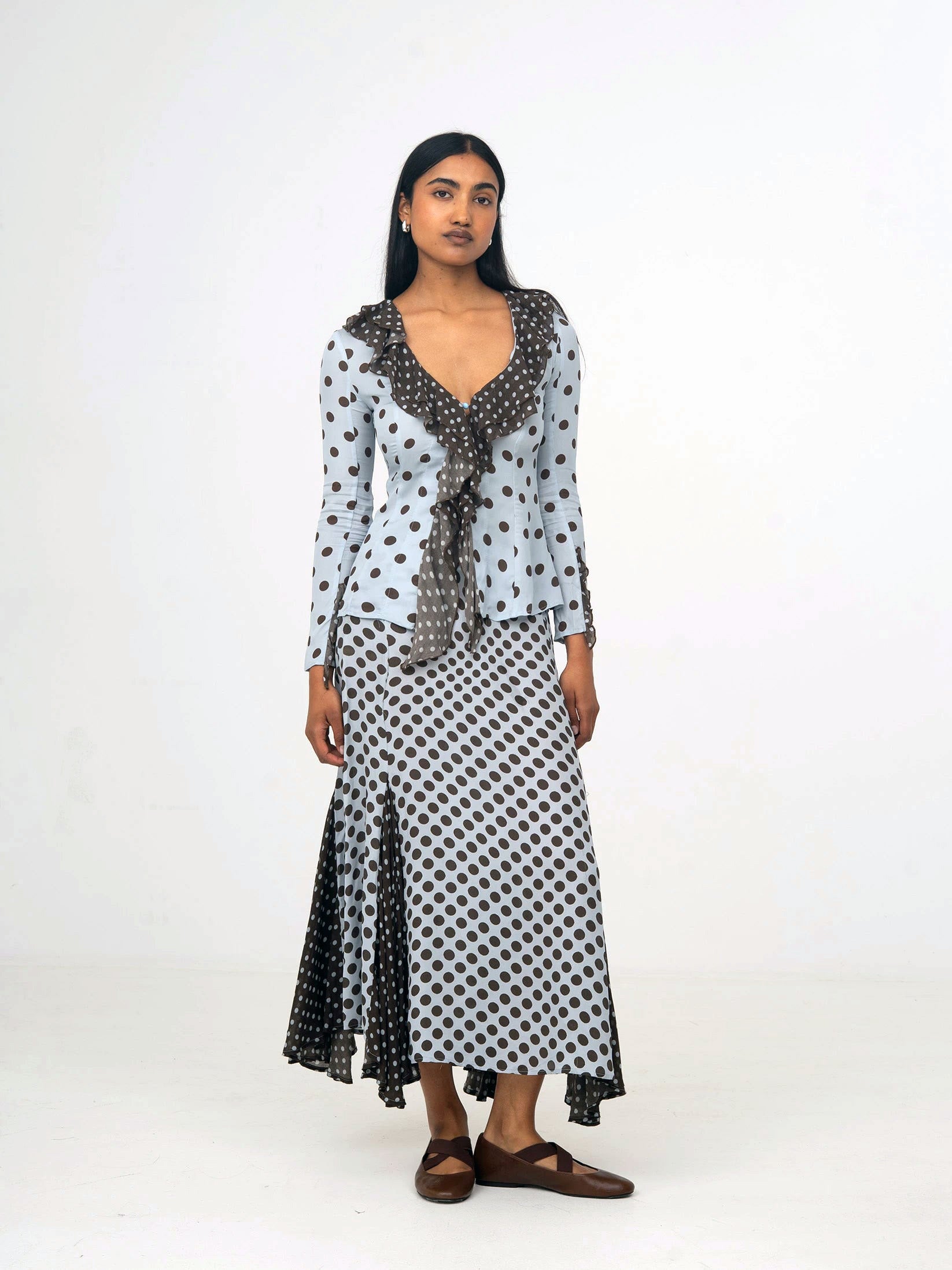 THE BLUE X BROWN POLKA DOT BLOUSE  - VIA CARMEN SAYS | Only €73 | NOW AVAILABLE TO SHOP at IAMINHATELOVE 