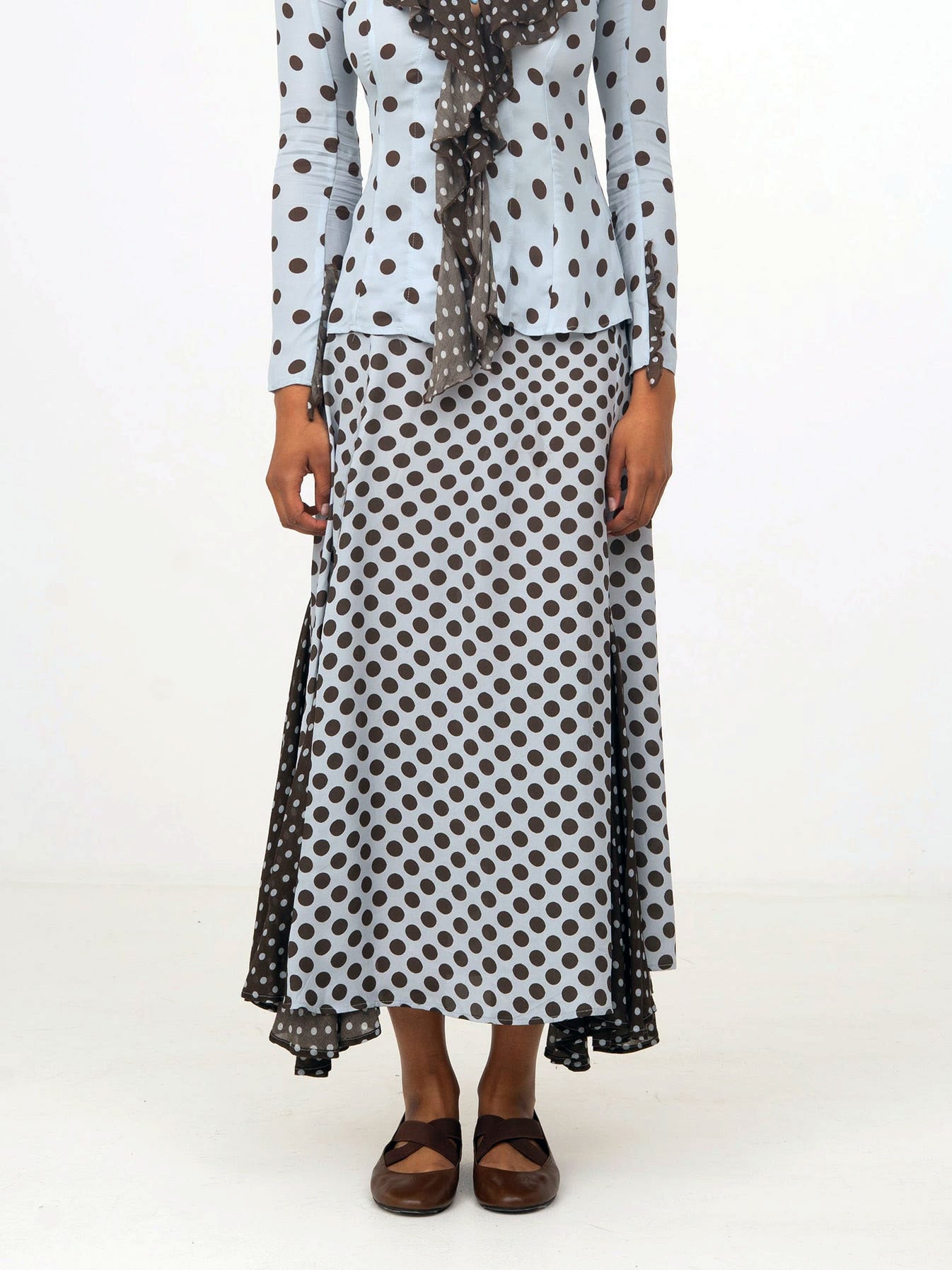 THE BLUE X BROWN POLKA DOT SKIRT  - VIA CARMEN SAYS | Only €78 | NOW AVAILABLE TO SHOP at IAMINHATELOVE 