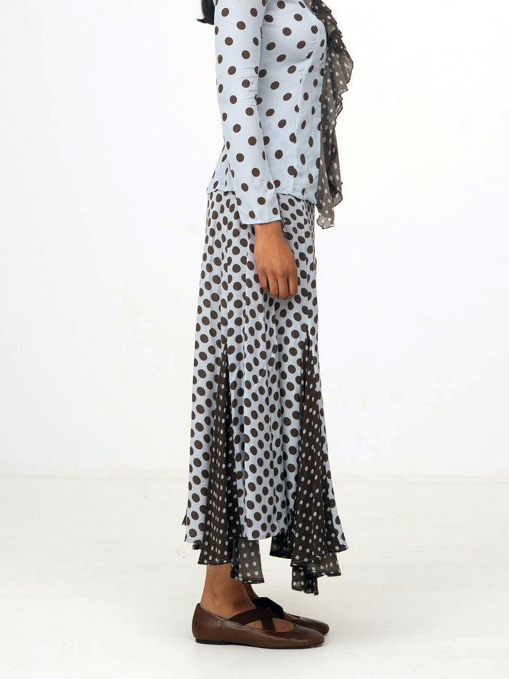 THE BLUE X BROWN POLKA DOT SKIRT  - VIA CARMEN SAYS | Only €78 | NOW AVAILABLE TO SHOP at IAMINHATELOVE 
